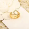 Luxury quality charm punk band ring with diamond hollow designer jewelry have stamp box in 18k gold plated PS3537B