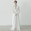 Nowa suknia ślubna designerska 2024 Wysokie szyi długie puszysty rękawy haft haftowe szyfonowe ślubne ślubne dorosły na zamówienie A-line vestidos de novia