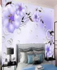 Fond d'écran 3D Purple Flower Home Improvement Paper Romantic Floral Digital Print Paint Cuisine salle de cuisine Mural4011986
