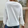 Blouses pour femmes T-shirt élégant en V bouton de cou de cou bûche en liberté chaude pour la mode à manches longues de la mode à la mode