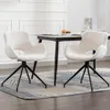 Swivel dineren accentstoelen set van 2, moderne boucle eetkamerstoel gestoffeerde fuzzy stoel met armen zwarte metalen benen voor woonkamer keuken slaapkamer kantoor