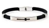 Cool Fashion Black Silicone Bracciale Bracciale Polcatura Men039s in acciaio inossidabile Bangle 4120113