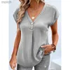 T-shirt pour femmes S-3xl Womens T-shirt en vrac Couleur Cound Batwing Bouton à manches courtes Top en V Vanage en V V Fomes Zipper Top Summer Dresswx