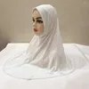 Etnische kleding H124 Volwassenen Hoge kwaliteit Big Size Muslim hijab sjaal met kin gedeelte Islamitische hoofddoekhoeden Armia trekt op de hoofdpool tulband