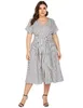Basic Casual Dresses Designer Jurk Spring/Summer grote damesjurk lange rok zonneschijn linnen streep print casual die op grote maat jurk
