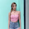 Mignon imprimé de fraise camisole rose rose couchage sans manches spaghetti haut de gamme femmes halter haut gilet été noir top top dames 240429