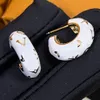 Witte bloembrief Designer oorbellen merk oorstop mannen vrouwen 18k gouden roestvrijstalen studs hoogwaardige charme oorrang verjaardag sieraden