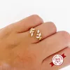 Cluster anneaux 24 km en argent plaqué or ajusté pour les femmes exquise luxe minuscule cz en cristal engagement de mariage bijoux de bijoux