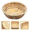 Dinnerware Sets Handmade Bamboo Fruit Basket Storage Woven Empty Gift For Portable Dessert Plate Snack Dried