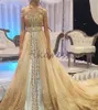 Luxus Gold Marokkanische Kaftan Abendkleid 2024 elegante Offer -Schultern Abaya Indian Arabisches Abschluss