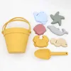 Sable Play Water Fun 8pcs Summer Beach Toys Kids Soft Silicone Sandbox Set Beach Game Silicone Sand Toys for Toddlers Kids Swim Gametoddlers D240429
