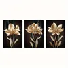 Camess 3pcs 15.7x23.6in/40x60cm Çerçeve yok Siyah ve Altın Çiçek Duvarı Sanat Tuval Oturma Odası Dekoru için Resim