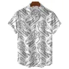 Zwart-wit Hawaiiaans T-shirt Men Shirt Leuke dinosaurus print Mens kleding shirt Rapel Oversized T-shirt blouse met korte mouwen 240418