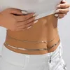 Taille -ketengordels Ingemark Vintage Flat Snake Chain Taille Belly Belt For Women Summer Bikini Boho Rhinestone Body Jewelry Festival Accessories Nieuwe D240430