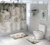 Цветочный ванна и занавестный набор антислипного душа в ванной комнате ног коврик домой украшения туалетной пол 2011192928540
