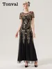 Parti Elbiseleri Tonval Vintage 1920'ler Stil Akşam Slipper Elbise Kadın Banquet Kokteyl Zarif Lüks Sequin Dolum Uzun