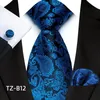 Bow Ties Silk Paisley stroptie en pocket vierkante manchetknopen Set 2024 Black for Men