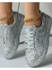 Scarpe casual 2024 Sneaker da donna Donne Silver Silver Bella Piattaforma Vulcanizzata traspirante Bling Spring Autumn