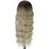 Curly High Front Wig Feminino Figs Cabelo Gradiente Temperatura Color de seda Longa Laca Cabeça de peruca de renda