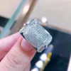 Wholesale Custom Iced Out Hip Hop Cuban Link Ring Vvs D-color Moissanite Diamond Gold Plated 925 Sterling Silver for Men