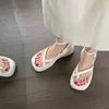 Sandaler blå denimplattform kvinnor sommar 2024 klipptå