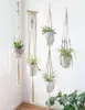 4PCLlot Macrame Plant Hangery Kreatywne projekty ręcznie robione na ścianę wewnętrzną wiszącą sadzarki Uchwyt zakładu nowoczesny boho dekoracja domowa 5315794