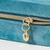 Sammet smycken låda för kvinnor halsband ringörhängen arrangör hållare rese bärbar dragkedja fyrkantiga smycken lagring fall 240430