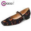 Casual schoenen Aucegi 2024 Spring Square Toe vrouwen flats hakken mode ondiepe dames straatjurk dagelijks leven Mary Jane Comfort schoenen