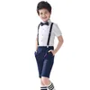 Set di abbigliamento Summer Kids Clothes Boys Shirt Scherma blu scuro Short a quadri per matrimonio /performance /compleanno Abito per adolescenti 4-17y