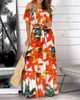 Abiti casual Summer Stamping Fuffle Long Dress Edge Spalling