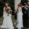Bridal Wedding Boho Country Dresses Gown Long Sleeves Lace Off The Shoulder Custom Made Plus Size Tulle A Line Vestido De Novia Beach