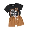 Ensembles de vêtements Baby Boy Pâques tenue à manches courtes T-shirt imprimé avec un short de taille élastique 2 pièces