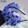 Headpieces HNYYX Rhinestone Beaded For Women Headband Handmade Vintage Crystal Hair Hoop Girls Party Holiday Accessories A165 Blue