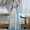 Etniska kläder Ny kinesisk stil Daglig vår och sommar tre-deluppsättning med original Song Dynasty Hanfu Womens Gradient Color Print Long Shi