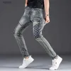 Heren jeans lichtgewicht luxe heren slank fit retro stijl jeans sexy motorfiets trend jeans elastische blauwe straatjeans;WX