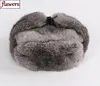 NUOVO UNISEX inverno russo Unisex reale Cappello da bombardiere in pelliccia di coniglio caldo 100 cappelli di pelliccia di coniglio naturale maschio Pelt genuino Cappuccio di pelliccia di coniglio 25210806