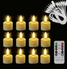 Neues 12 wiederaufladbares Teelicht mit Remote Timer 3D Flameless Flicker Halloween LED Candles Dekoration für Weihnachten und Hochzeit H07181005