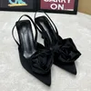 Elegante vrouw sandalen hoge hakken zoete roos gesloten teen schoeisel zomer slingback puntige modejurk damesschoenen 240426