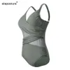 Swimwear féminin 2023 Nouveau maillot de bain sexy en une pièce Femme Mesh Patchwork Bathing mail