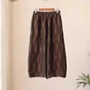 Kadın Pantolon Sonbahar İşlemeli Sarımsı-Kahverengi Elastik Bel Bloomers Vintage Patch Sekizgen Gevşek Günlük Pantolon