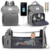 Diaper Bags Fashionable Mommy Bag Folding Baby Bed Mother Large Capacity Portable Milk Bottle Diaper Double Shoulder Moms Bag d240429