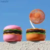 Elektrische fans Leuke draagbare Burger Outdoor Mini Fan Multi Functional Electric Student Handheld Mini Charging Cooling Desktop FanWX