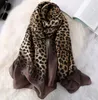 Visual Axles Vintage Leopard Silk Scarf Women Autumn Winter Brand Silk Pashmina Shawl Foulard Ladies Fashion Head Hijab Scarves 185367601