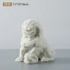 Figurines décoratives foo chiens statues paire en marbre blanc feng shui gardien lion 16cm a