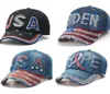 Fashion luxe ontwerper USA vlag Trump Presidentiële verkiezing Diamant Demin Jeans Baseball Ball Caps For Woman Female Girls Sun Hat115514444