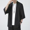 Abbigliamento etnico estivo maschile kimonos tradizionale tradizionale giapponese maschio aperto cloak haori yukata cappotto giacca nero