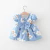 Robes de fille filles robe de bébé d'été coton grand arc