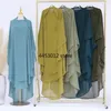Vêtements ethniques Deux couches grandes Khimar Ramadan Musulmane Femmes en mousseline de mousseline Burqa Averhead Garment 2024 Eid Mubarak Niqab Nikab Abaya Robe