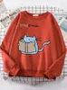 Le felpe femmine adorano studiare le top stampato per gatti carini da donna coreano maglione oversize oversize kawaii animale lady lady con cappuccio 240428