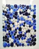 Navy Blue White Pebble Porcelain Mosaic Kitchen Backsplash Tile PPMTS09 Ceramic Badrum Väggplattor9289811